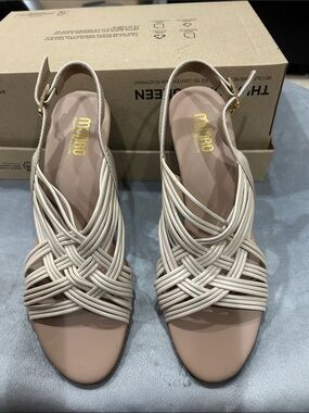 Munro Cream Braided Slingback Sandals